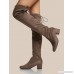 Back Tie Faux Suede Thigh High Boots DEEP TAUPE