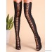 Black Sexy Criss Cross Lace Up Suede Thigh High Boots