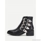 
        Buckle Decorated Side Zipper Ankle Boots
    