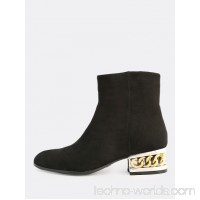 Chain Heel Faux Suede Boots BLACK
