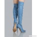 Distressed Pointed Toe Denim Boots BLUE