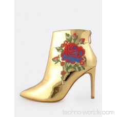 Embroidered Patent Booties GOLD