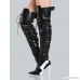 Faux Leather Racer Lace Up Thigh Highs BLACK