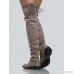 Faux Suede Back Tie Up Thigh High Boot TAUPE