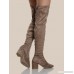 Faux Suede Chunky Heel OTK Boots TAUPE