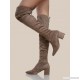 
        Faux Suede Chunky Heel OTK Boots TAUPE
    