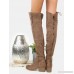 Faux Suede Over Knee Lace Boots TAUPE