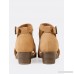 Faux Suede Peep Toe Cut Out Wedge Bootie CAMEL