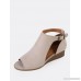 Faux Suede Peep Toe Cut Out Wedge Bootie TAUPE