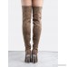 Faux Suede Perspex Heel Tall Boots TAUPE