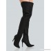 Faux Suede Pointy Toe Thigh High Pump