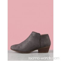 Faux Suede Round Toe Ankle Booties