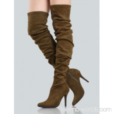 Faux Suede Ruched Thigh Highs MOCHA