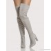 Faux Suede Side Zip Up Thigh High Boots LIGHT GREY