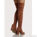 Faux Suede Zip Up Thigh High Boots MOCHA