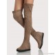 
        Flat Sole Zip Up OTK Boots TAUPE
    