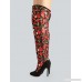 Floral Embroidered Mesh Thigh High Boots RED