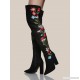 
        Floral Embroidered Thigh High Boots BLACK
    