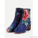 Floral Print Side Zipper Ankle Boots