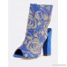Floral Stitched Peep Toe Booties BLUE