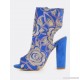 
        Floral Stitched Peep Toe Booties BLUE
    