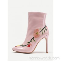 Flowers Embroidery Stiletto Ankle Boots