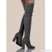 Glitter Point Toe Stretch Lurex Boots PEWTER