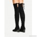 Lace Up Block Heeled Thigh High Boots