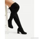 
        Lace Up Block Heeled Thigh High Boots
    