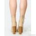 Lace Up Chunky Heel Ankle Boots BEIGE