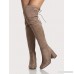 Lace Up Chunky Heel Thigh High Boots TAUPE