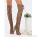 Lace Up Stiletto Thigh Boots TAUPE