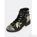 Lace Up Utility Boots with Gold Accents BLACK