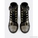 Lace Up Utility Boots with Gold Accents BLACK