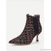 Mixed Pattern Court Heeled Ankle Boots