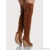Over the Knee Lace Back Chunky Boots TAN