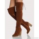 
        Over the Knee Lace Back Chunky Boots TAN
    