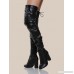 Patent Slouchy Lace Up Boots BLACK