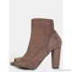 
        Peep Toe Chunky Ankle Booties TAUPE
    