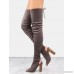 Peep Toe Faux Suede Thigh Boots GREY