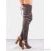 Peep Toe Faux Suede Thigh Boots GREY