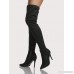 Point Toe Faux Suede Thigh High Boots BLACK