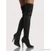 Point Toe Faux Suede Thigh High Boots BLACK