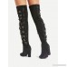 Pointed Toe Flower Embellished Over The Knee Boots