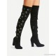 
        Pointed Toe Flower Embellished Over The Knee Boots
    