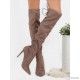 
        Pointed Toe Lace Back Suede Heels TAUPE
    