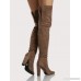Pointy Toe Cylinder Heel Thigh High Boots DARK TAUPE