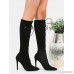 Pointy Toe Lace Up Stiletto Boots BLACK