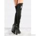 Pointy Toe Stitched Jean Boots BLACK