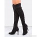 Pointy Toe Suede Stiletto Boots BLACK